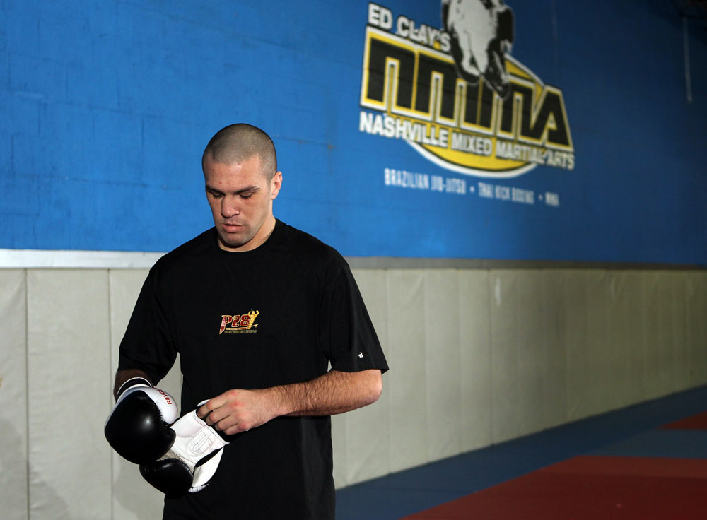 NASHVILLE, TN - JANUARY 18: Josh Neer works out for the media during the UFC on FX open workouts at the Nashville MMA Gym on January 18, 2012 in Nashville, Tennessee. (Photo by Josh Hedges/Zuffa LLC/Zuffa LLC via Getty Images)