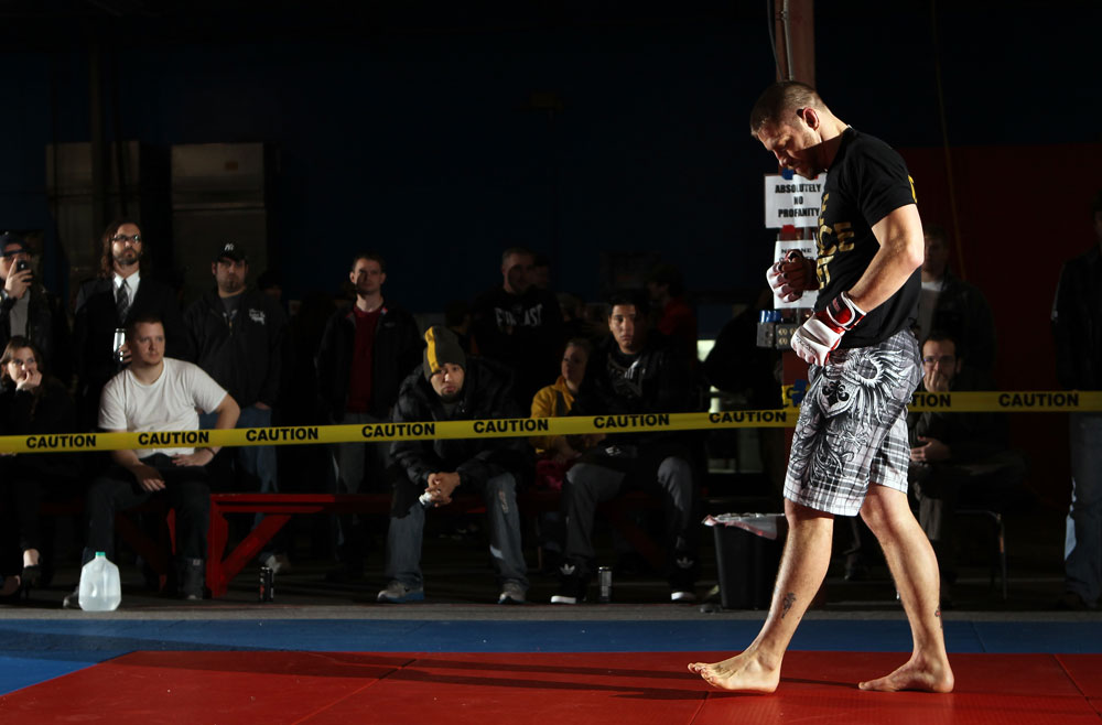 NASHVILLE, TN - JANUARY 18: Duane "Bang" Ludwig works out for the media during the UFC on FX open workouts at the Nashville MMA Gym on January 18, 2012 in Nashville, Tennessee. (Photo by Josh Hedges/Zuffa LLC/Zuffa LLC via Getty Images)