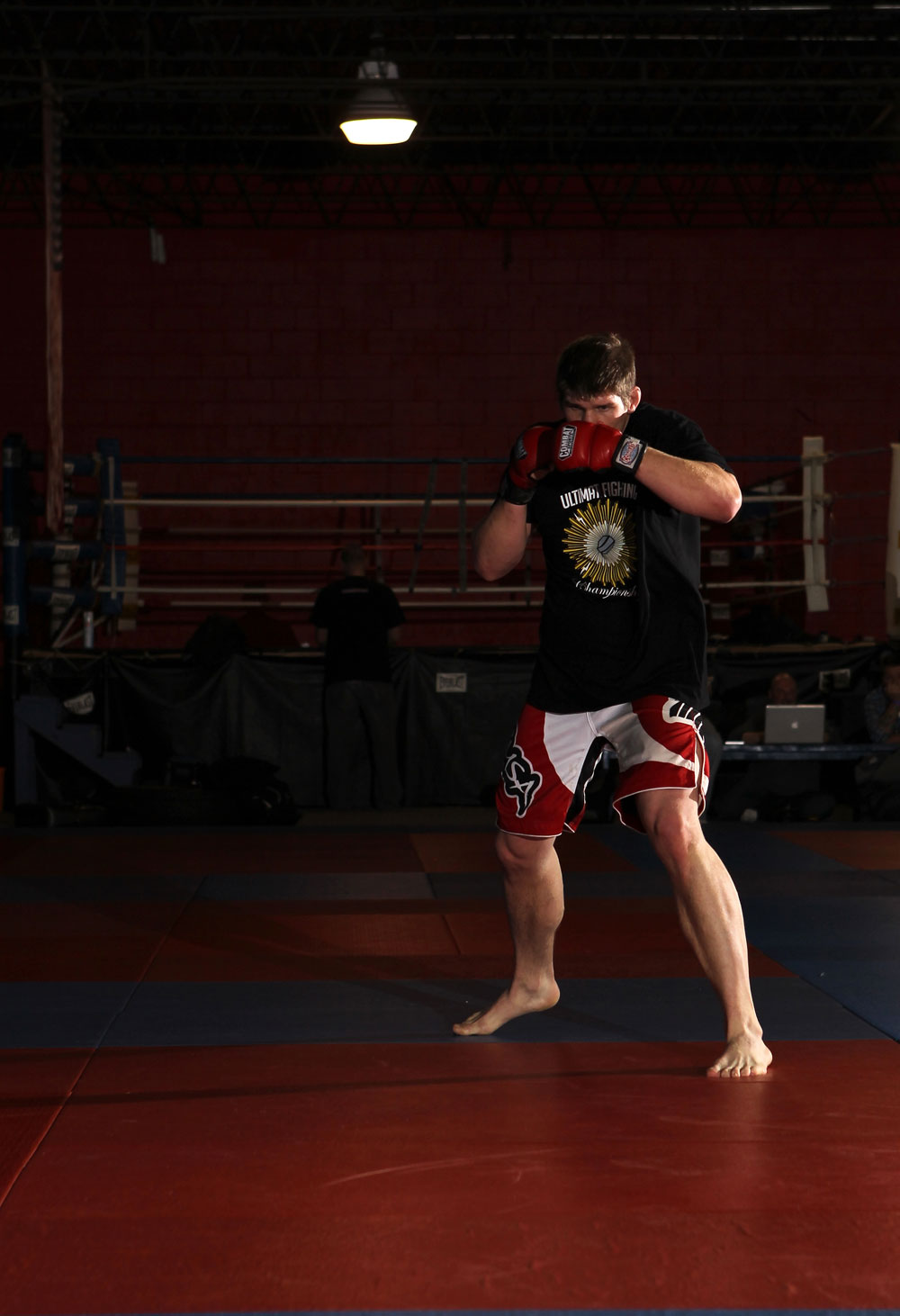NASHVILLE, TN - JANUARY 18: Christian Morecraft works out for the media during the UFC on FX open workouts at the Nashville MMA Gym on January 18, 2012 in Nashville, Tennessee. (Photo by Josh Hedges/Zuffa LLC/Zuffa LLC via Getty Images)