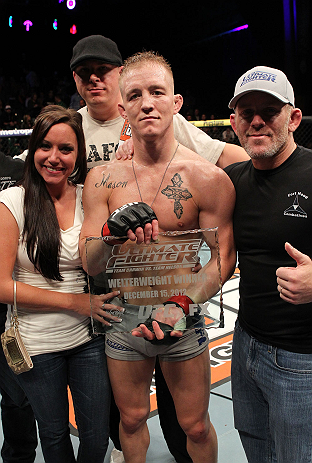 LAS VEGAS, NV - DECEMBER 15: Colton Smith (center) with family members after his lightweight fight at the TUF 16 Finale on December 15, 2012 at the Joint at the Hard Rock in Las Vegas, Nevada. (Photo by Jim Kemper/Zuffa LLC/Zuffa LLC via Getty Images) *** Local Caption *** Colton Smith; Mike Ricci