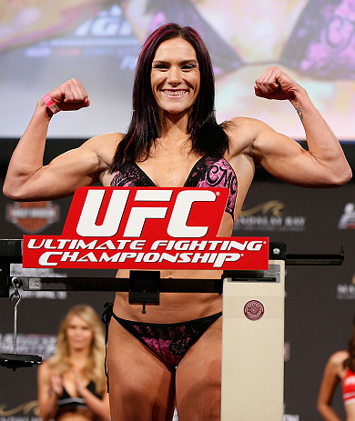 LAS VEGAS, NV - APRIL 12: Cat Zingano weighs in during the TUF 17 Finale weigh-in at the Hollywood Theatre at the MGM Grand Hotel/Casino on April 12, 2013 in Las Vegas, Nevada. (Photo by Josh Hedges/Zuffa LLC/Zuffa LLC via Getty Images)