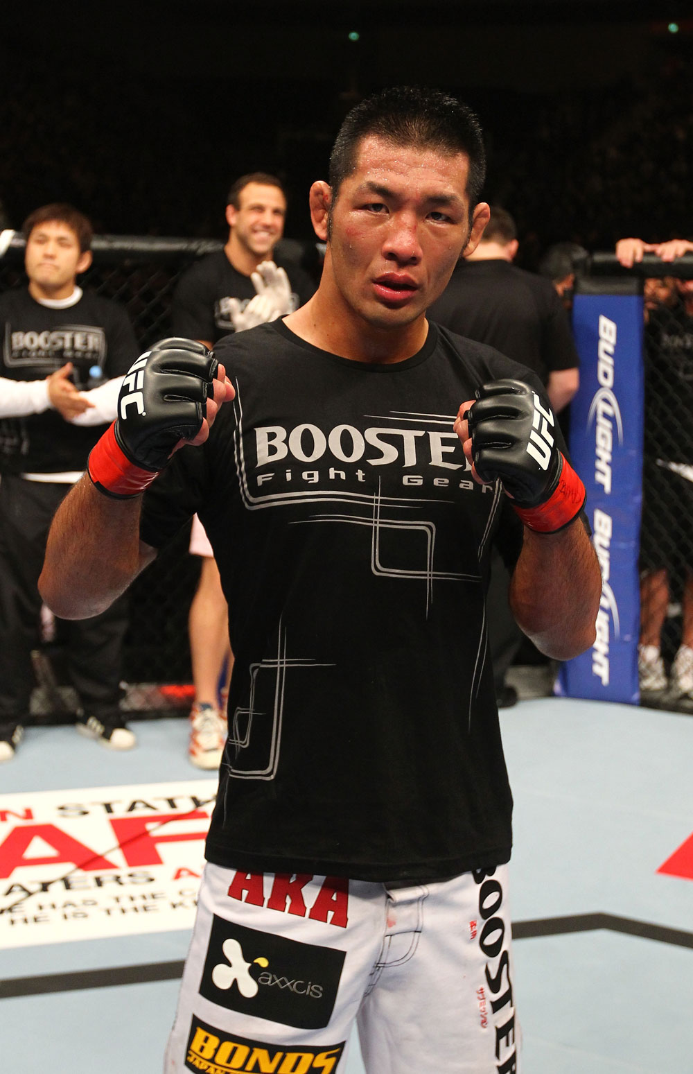 SAITAMA, JAPAN - FEBRUARY 26:  Riki Fukuda poses for a photo after defeating Steve Cantwell by decision during the UFC 144 event at Saitama Super Arena on February 26, 2012 in Saitama, Japan.  (Photo by Al Bello/Zuffa LLC/Zuffa LLC via Getty Images) *** Local Caption *** Riki Fukuda