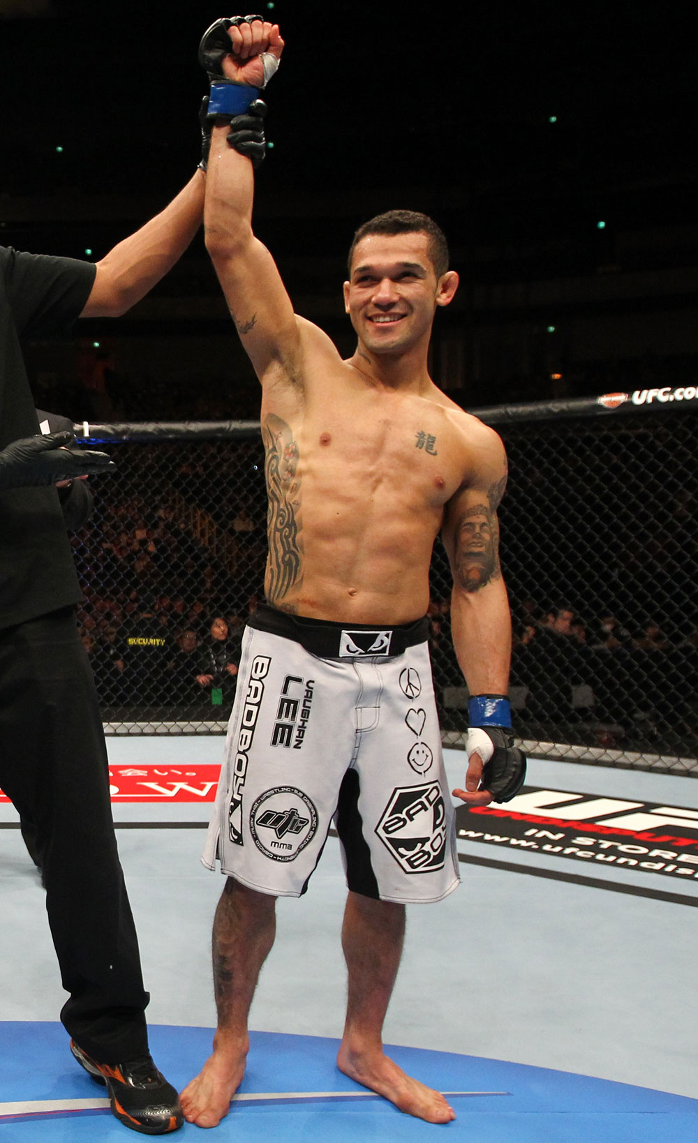 SAITAMA, JAPAN - FEBRUARY 26:  Vaughn Lee reacts after defeating Norifumi "Kid" Yamamoto by submission during the UFC 144 event at Saitama Super Arena on February 26, 2012 in Saitama, Japan.  (Photo by Al Bello/Zuffa LLC/Zuffa LLC via Getty Images) *** Local Caption *** Vaughn Lee