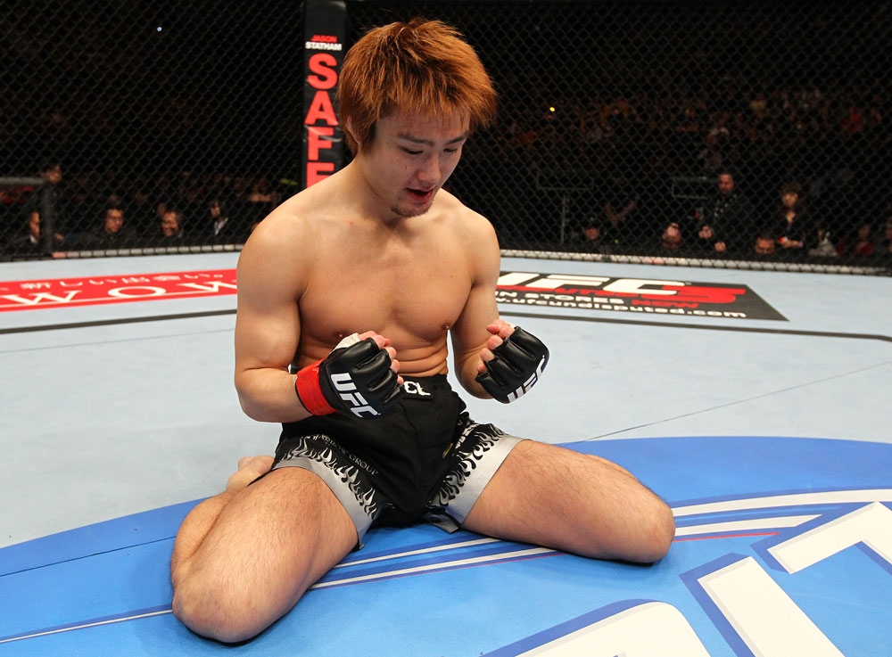 SAITAMA, JAPAN - FEBRUARY 26:  Takanori Gomi reacts after defeating Eiji Mitsuoka by TKO during the UFC 144 event at Saitama Super Arena on February 26, 2012 in Saitama, Japan.  (Photo by Al Bello/Zuffa LLC/Zuffa LLC via Getty Images) *** Local Caption *** Takanori Gomi