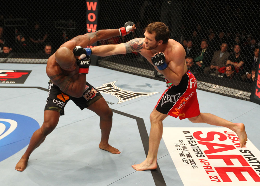 SAITAMA, JAPAN - FEBRUARY 26:  (R-L) Ryan Bader punches Quinton "Rampage" Jackson during the UFC 144 event at Saitama Super Arena on February 26, 2012 in Saitama, Japan.  (Photo by Al Bello/Zuffa LLC/Zuffa LLC via Getty Images) *** Local Caption *** Quinton Jackson; Ryan Bader
