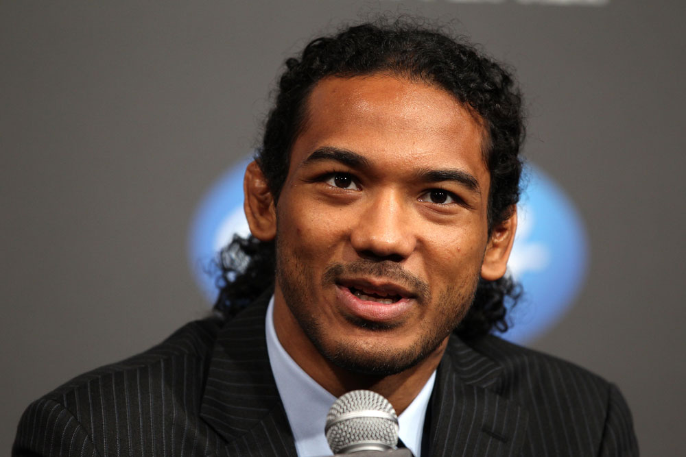 TOKYO, JAPAN - FEBRUARY 23: Benson Henderson attends the final UFC 144 pre-fight press conference at the Ritz-Carlton Hotel on February 23, 2012 in Tokyo, Japan. (Photo by Josh Hedges/Zuffa LLC/Zuffa LLC via Getty Images) *** Local Caption *** Benson Henderson