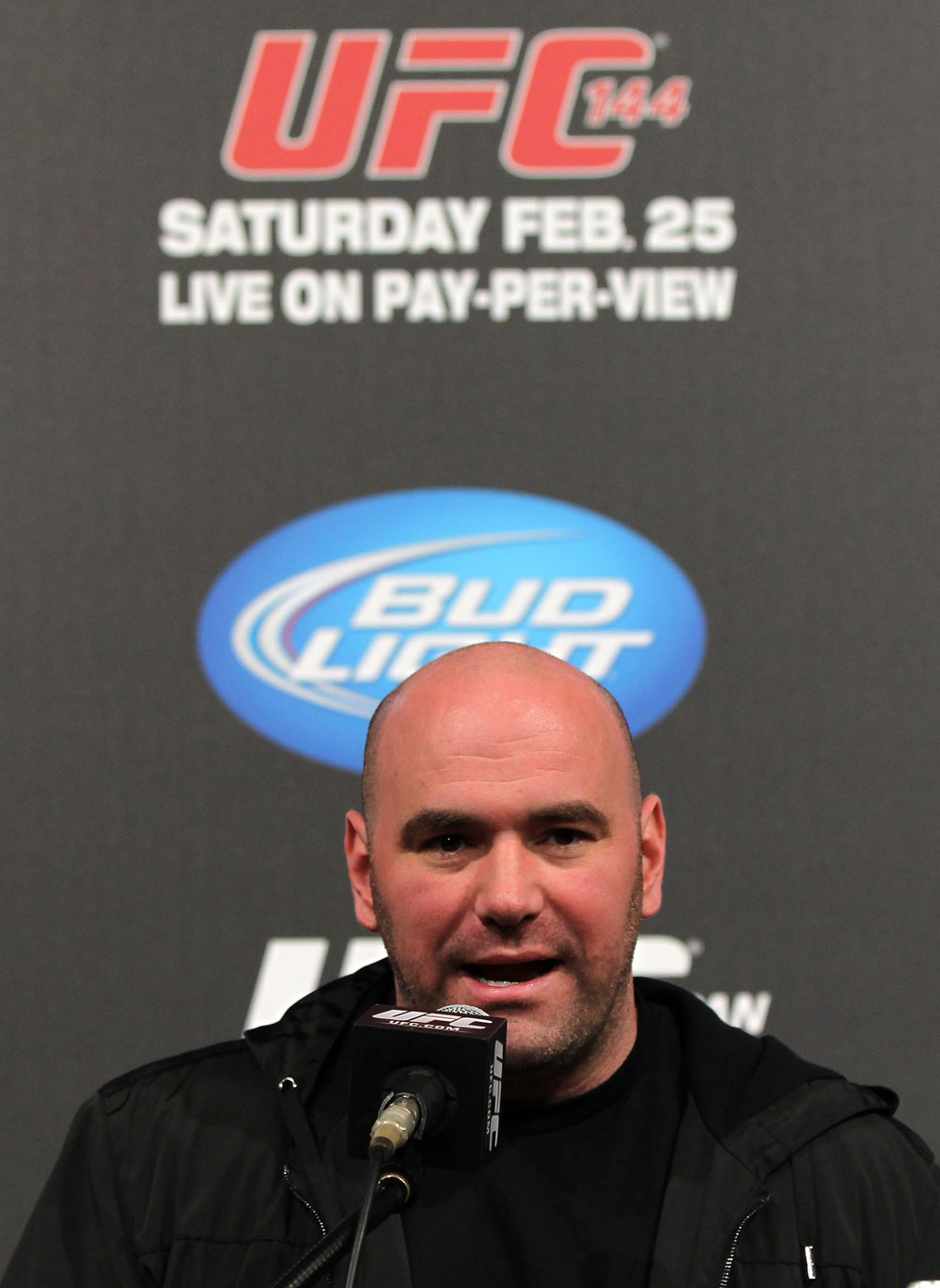 TOKYO, JAPAN - FEBRUARY 23: UFC President Dana White attends the final UFC 144 pre-fight press conference at the Ritz-Carlton Hotel on February 23, 2012 in Tokyo, Japan. (Photo by Josh Hedges/Zuffa LLC/Zuffa LLC via Getty Images) *** Local Caption *** Dana White
