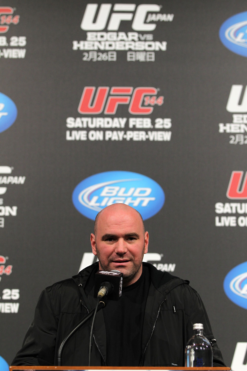 TOKYO, JAPAN - FEBRUARY 23: UFC President Dana White attends the final UFC 144 pre-fight press conference at the Ritz-Carlton Hotel on February 23, 2012 in Tokyo, Japan. (Photo by Josh Hedges/Zuffa LLC/Zuffa LLC via Getty Images) *** Local Caption *** Dana White