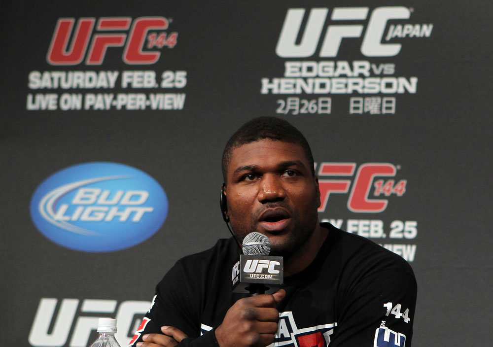TOKYO, JAPAN - FEBRUARY 23: Quinton "Rampage" Jackson attends the final UFC 144 pre-fight press conference at the Ritz-Carlton Hotel on February 23, 2012 in Tokyo, Japan. (Photo by Josh Hedges/Zuffa LLC/Zuffa LLC via Getty Images) *** Local Caption *** Quinton Jackson