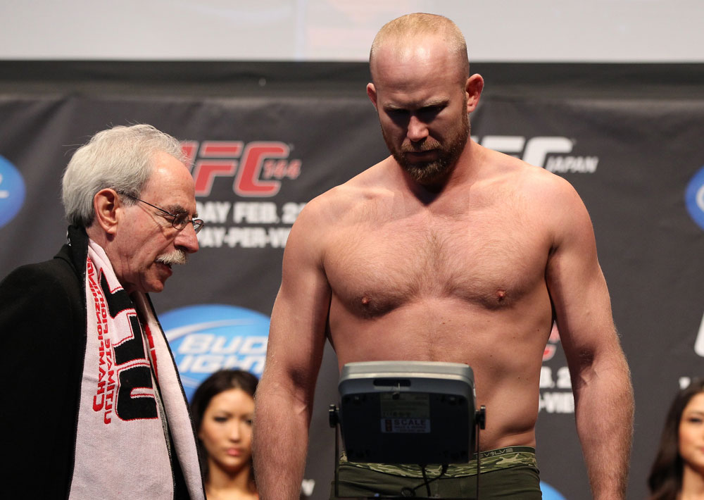 SAITAMA, JAPAN - FEBRUARY 25: Tim Boetsch weighs in during the official UFC 144 weigh in at the Saitama Super Arena on February 25, 2012 in Saitama, Japan. (Photo by Josh Hedges/Zuffa LLC/Zuffa LLC via Getty Images) *** Local Caption *** Tim Boetsch