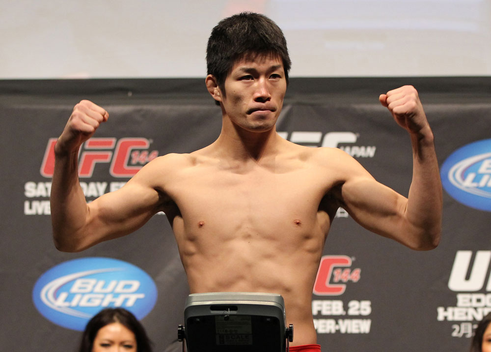 SAITAMA, JAPAN - FEBRUARY 25: Hatsu Hioki weighs in during the official UFC 144 weigh in at the Saitama Super Arena on February 25, 2012 in Saitama, Japan. (Photo by Josh Hedges/Zuffa LLC/Zuffa LLC via Getty Images) *** Local Caption *** Hatsu Hioki