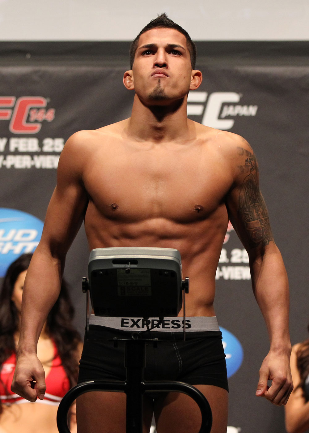 SAITAMA, JAPAN - FEBRUARY 25: Anthony Pettis weighs in during the official UFC 144 weigh in at the Saitama Super Arena on February 25, 2012 in Saitama, Japan. (Photo by Josh Hedges/Zuffa LLC/Zuffa LLC via Getty Images) *** Local Caption *** Anthony Pettis