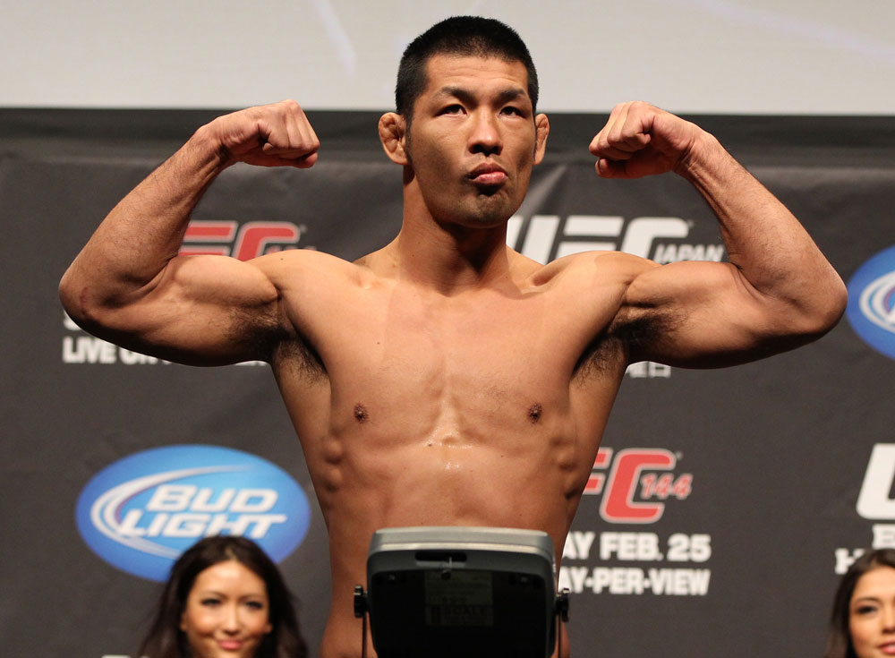 SAITAMA, JAPAN - FEBRUARY 25: Riki Fukuda weighs in during the official UFC 144 weigh in at the Saitama Super Arena on February 25, 2012 in Saitama, Japan. (Photo by Josh Hedges/Zuffa LLC/Zuffa LLC via Getty Images) *** Local Caption *** Riki Fukuda