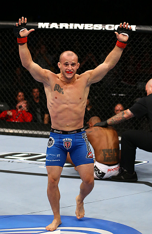 TORONTO, CANADA - SEPTEMBER 22: Mitch Gagnon reacts after defeating Walel Watson by submission during their bantamweight bout at UFC 152 inside Air Canada Centre on September 22, 2012 in Toronto, Ontario, Canada. (Photo by Al Bello/Zuffa LLC/Zuffa LLC via Getty Images)