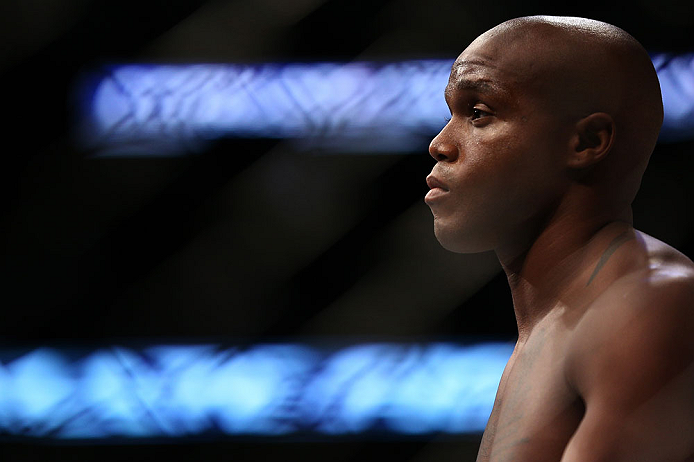 TORONTO, CANADA - SEPTEMBER 22: Marcus Brimage stands in the Octagon before his bout against Jimy Hettes at UFC 152 inside Air Canada Centre on September 22, 2012 in Toronto, Ontario, Canada. (Photo by Josh Hedges/Zuffa LLC/Zuffa LLC via Getty Images)