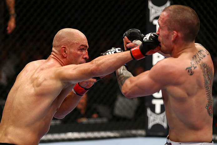 TORONTO, CANADA - SEPTEMBER 22: (L-R) Sean Pierson punches Lance Benoist during their welterweight bout at UFC 152 inside Air Canada Centre on September 22, 2012 in Toronto, Ontario, Canada. (Photo by Al Bello/Zuffa LLC/Zuffa LLC via Getty Images)