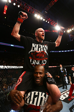 TORONTO, CANADA - SEPTEMBER 22: T.J. Grant reacts after defeating Evan Dunham during their lightweight bout at UFC 152 inside Air Canada Centre on September 22, 2012 in Toronto, Ontario, Canada. (Photo by Al Bello/Zuffa LLC/Zuffa LLC via Getty Images)