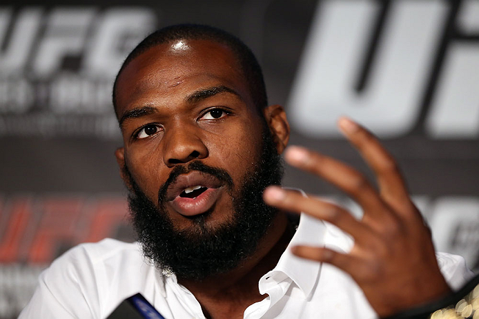 TORONTO, CANADA - SEPTEMBER 20: Jon ''Bones'' Jones interacts with media during the UFC 152 pre-fight press conference at Real Sports Bar and Grill on September 20, 2012 in Toronto, Ontario, Canada. (Photo by Josh Hedges/Zuffa LLC/Zuffa LLC via Getty Images)