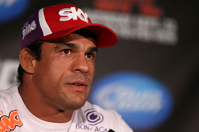 TORONTO, CANADA - SEPTEMBER 20: Vitor Belfort interacts with media during the UFC 152 pre-fight press conference at Real Sports Bar and Grill on September 20, 2012 in Toronto, Ontario, Canada. (Photo by Josh Hedges/Zuffa LLC/Zuffa LLC via Getty Images)