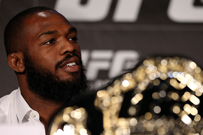 TORONTO, CANADA - SEPTEMBER 20: Jon ''Bones'' Jones interacts with media during the UFC 152 pre-fight press conference at Real Sports Bar and Grill on September 20, 2012 in Toronto, Ontario, Canada. (Photo by Josh Hedges/Zuffa LLC/Zuffa LLC via Getty Images)