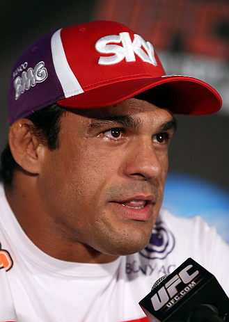 TORONTO, CANADA - SEPTEMBER 20: Vitor Belfort interacts with media during the UFC 152 pre-fight press conference at Real Sports Bar and Grill on September 20, 2012 in Toronto, Ontario, Canada. (Photo by Josh Hedges/Zuffa LLC/Zuffa LLC via Getty Images)