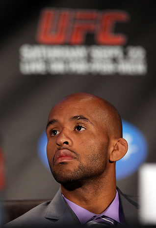 TORONTO, CANADA - SEPTEMBER 20: Demetrious Johnson interacts with media during the UFC 152 pre-fight press conference at Real Sports Bar and Grill on September 20, 2012 in Toronto, Ontario, Canada. (Photo by Josh Hedges/Zuffa LLC/Zuffa LLC via Getty Images)