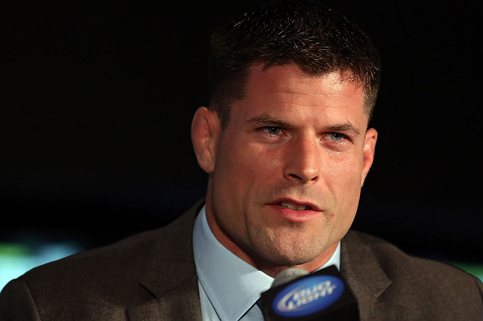 TORONTO, CANADA - SEPTEMBER 20: Brian Stann interacts with media during the UFC 152 pre-fight press conference at Real Sports Bar and Grill on September 20, 2012 in Toronto, Ontario, Canada. (Photo by Josh Hedges/Zuffa LLC/Zuffa LLC via Getty Images)