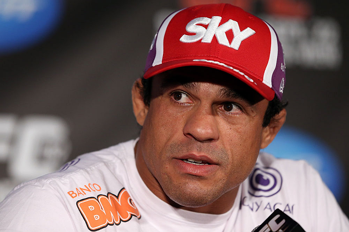 TORONTO, CANADA - SEPTEMBER 20: Vitor Belfort interacts with media during the UFC 152 pre-fight press conference at Real Sports Bar and Grill on September 20, 2012 in Toronto, Ontario, Canada. (Photo by Josh Hedges/Zuffa LLC/Zuffa LLC via Getty Images)