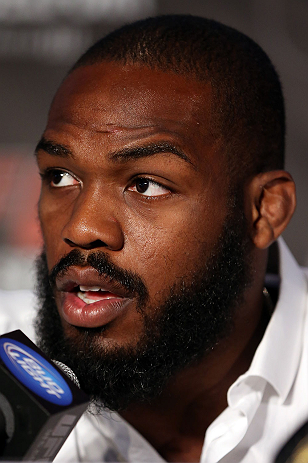TORONTO, CANADA - SEPTEMBER 20: Jon ''Bones'' Jones interacts with media during the UFC 152 pre-fight press conference at Real Sports Bar and Grill on September 20, 2012 in Toronto, Ontario, Canada. (Photo by Josh Hedges/Zuffa LLC/Zuffa LLC via Getty Images)