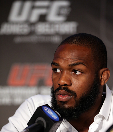 TORONTO, CANADA - SEPTEMBER 20: Jon ''Bones'' Jones interacts with media during the UFC 152 pre-fight press conference at Real Sports Bar and Grill on September 20, 2012 in Toronto, Ontario, Canada. (Photo by Josh Hedges/Zuffa LLC/Zuffa LLC via Getty Images)