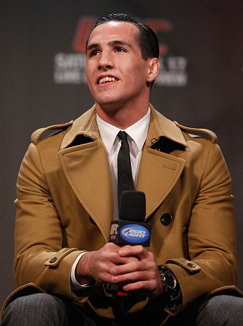 MONTREAL, CANADA - NOVEMBER 16: Rory MacDonald interacts with fans during a Q&A session before the official UFC 154 weigh in at New City Gas on November 16, 2012 in Montreal, Quebec, Canada. (Photo by Josh Hedges/Zuffa LLC/Zuffa LLC via Getty Images)