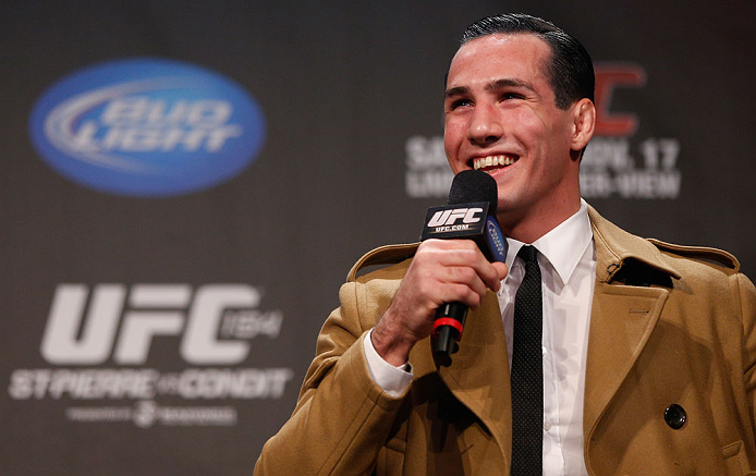 MONTREAL, CANADA - NOVEMBER 16: Rory MacDonald interacts with fans during a Q&A session before the official UFC 154 weigh in at New City Gas on November 16, 2012 in Montreal, Quebec, Canada. (Photo by Josh Hedges/Zuffa LLC/Zuffa LLC via Getty Images)