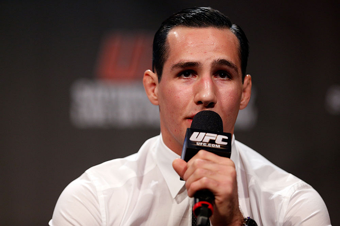 MONTREAL, CANADA - NOVEMBER 16: Rory MacDonald interacts with fans during a Q&A session before the official UFC 154 weigh in at New City Gas on November 16, 2012 in Montreal, Quebec, Canada. (Photo by Josh Hedges/Zuffa LLC/Zuffa LLC via Getty Images)