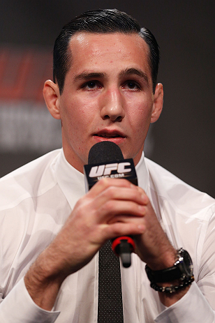 MONTREAL, CANADA - NOVEMBER 16: Rory MacDonald interacts with fans during a Q&A session before the official UFC 154 weigh in at New City Gas on November 16, 2012 in Montreal, Quebec, Canada. (Photo by Josh Hedges/Zuffa LLC/Zuffa LLC via Getty Images)
