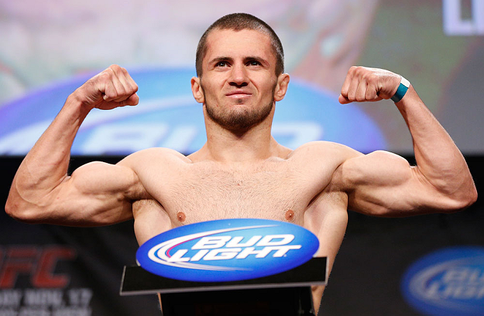 MONTREAL, CANADA - NOVEMBER 16:  Azamat Gashimov weighs in during the official UFC 154 weigh in at New City Gas on November 16, 2012 in Montreal, Quebec, Canada.  (Photo by Josh Hedges/Zuffa LLC/Zuffa LLC via Getty Images)