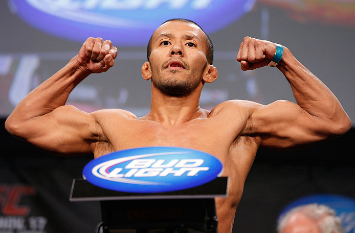 MONTREAL, CANADA - NOVEMBER 16:  Ivan Menjivar weighs in during the official UFC 154 weigh in at New City Gas on November 16, 2012 in Montreal, Quebec, Canada.  (Photo by Josh Hedges/Zuffa LLC/Zuffa LLC via Getty Images)