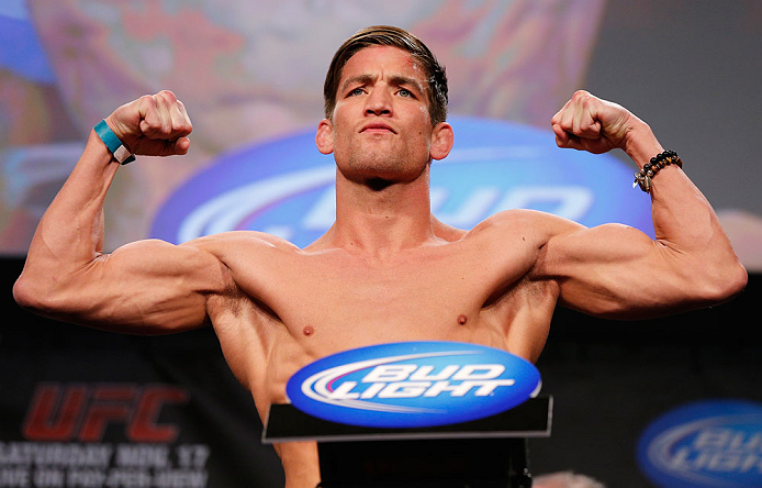MONTREAL, CANADA - NOVEMBER 16:  Sam Stout weighs in during the official UFC 154 weigh in at New City Gas on November 16, 2012 in Montreal, Quebec, Canada.  (Photo by Josh Hedges/Zuffa LLC/Zuffa LLC via Getty Images)