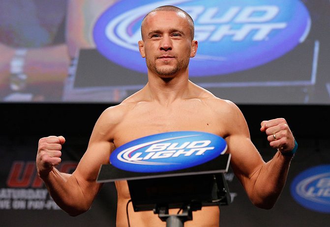 MONTREAL, CANADA - NOVEMBER 16:  Mark Hominick weighs in during the official UFC 154 weigh in at New City Gas on November 16, 2012 in Montreal, Quebec, Canada.  (Photo by Josh Hedges/Zuffa LLC/Zuffa LLC via Getty Images)