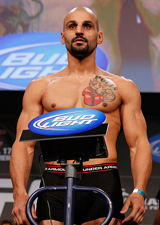 MONTREAL, CANADA - NOVEMBER 16:  Constantinos Philippou weighs in during the official UFC 154 weigh in at New City Gas on November 16, 2012 in Montreal, Quebec, Canada.  (Photo by Josh Hedges/Zuffa LLC/Zuffa LLC via Getty Images)