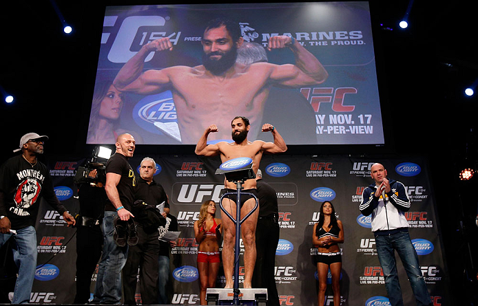 MONTREAL, CANADA - NOVEMBER 16: Johny Hendricks weighs in during the official UFC 154 weigh in at New City Gas on November 16, 2012 in Montreal, Quebec, Canada. (Photo by Josh Hedges/Zuffa LLC/Zuffa LLC via Getty Images)