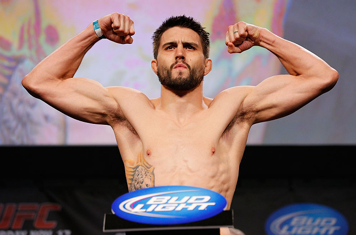 MONTREAL, CANADA - NOVEMBER 16: Carlos Condit weighs in during the official UFC 154 weigh in at New City Gas on November 16, 2012 in Montreal, Quebec, Canada. (Photo by Josh Hedges/Zuffa LLC/Zuffa LLC via Getty Images)