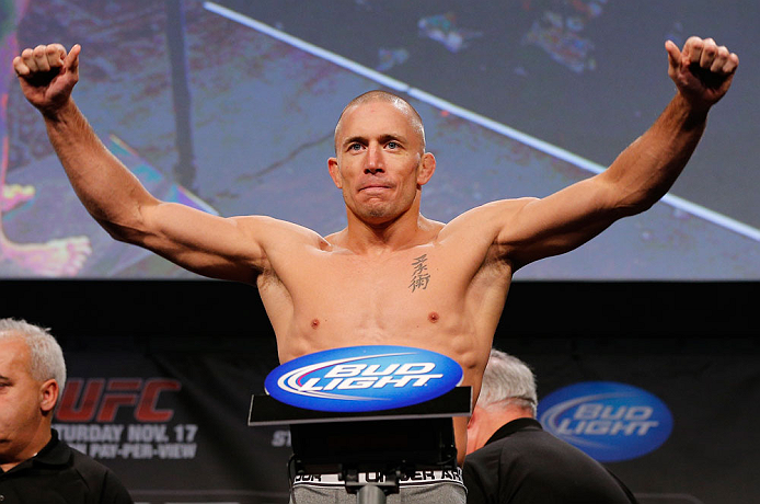 MONTREAL, CANADA - NOVEMBER 16: Georges St-Pierre weighs in during the official UFC 154 weigh in at New City Gas on November 16, 2012 in Montreal, Quebec, Canada. (Photo by Josh Hedges/Zuffa LLC/Zuffa LLC via Getty Images)