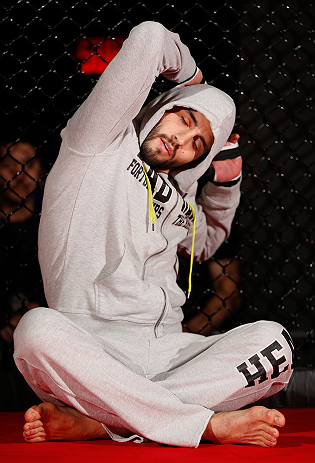 MONTREAL, CANADA - NOVEMBER 15:  Carlos Condit works out for media and fans during an open training session ahead of UFC 154 at New City Gas on November 15, 2012 in Montreal, Quebec, Canada.  (Photo by Josh Hedges/Zuffa LLC/Zuffa LLC via Getty Images)