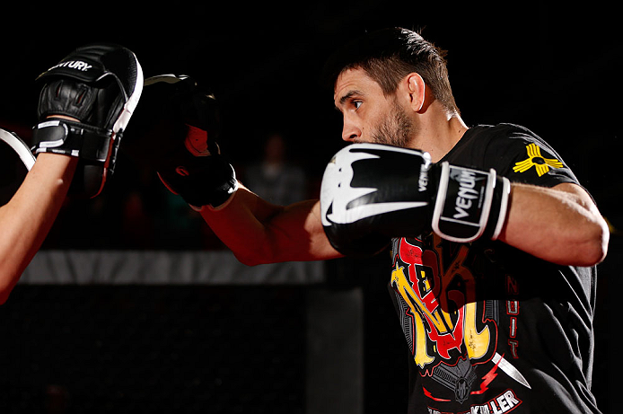 MONTREAL, CANADA - NOVEMBER 15:  Carlos Condit works out for media and fans during an open training session ahead of UFC 154 at New City Gas on November 15, 2012 in Montreal, Quebec, Canada.  (Photo by Josh Hedges/Zuffa LLC/Zuffa LLC via Getty Images)