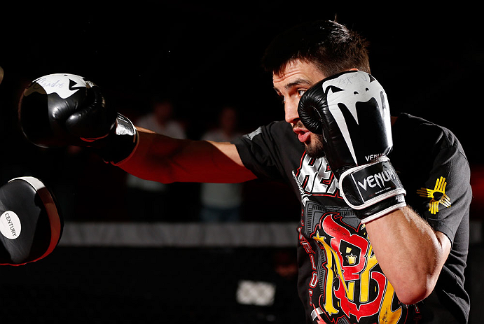 MONTREAL, CANADA - NOVEMBER 15:  Carlos Condit works out for media and fans during an open training session ahead of UFC 154 at New City Gas on November 15, 2012 in Montreal, Quebec, Canada.  (Photo by Josh Hedges/Zuffa LLC/Zuffa LLC via Getty Images)