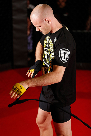 MONTREAL, CANADA - NOVEMBER 15:  ]Martin Kampmann works out for media and fans during an open training session ahead of UFC 154 at New City Gas on November 15, 2012 in Montreal, Quebec, Canada.  (Photo by Josh Hedges/Zuffa LLC/Zuffa LLC via Getty Images)