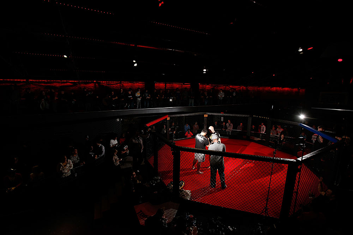 MONTREAL, CANADA - NOVEMBER 15:  ]Martin Kampmann works out for media and fans during an open training session ahead of UFC 154 at New City Gas on November 15, 2012 in Montreal, Quebec, Canada.  (Photo by Josh Hedges/Zuffa LLC/Zuffa LLC via Getty Images)