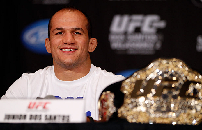 LAS VEGAS, NV - DECEMBER 27: UFC heavyweight champion Junior dos Santos interacts with media during the final UFC 155 pre-fight press conference on December 27, 2012 at MGM Grand in Las Vegas, Nevada. (Photo by Josh Hedges/Zuffa LLC/Zuffa LLC via Getty Images)
