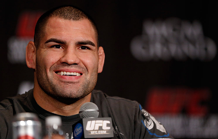 LAS VEGAS, NV - DECEMBER 27: Cain Velasquez interacts with media during the final UFC 155 pre-fight press conference on December 27, 2012 at MGM Grand in Las Vegas, Nevada. (Photo by Josh Hedges/Zuffa LLC/Zuffa LLC via Getty Images)