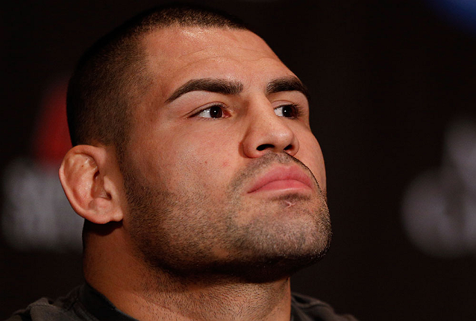 LAS VEGAS, NV - DECEMBER 27: Cain Velasquez interacts with media during the final UFC 155 pre-fight press conference on December 27, 2012 at MGM Grand in Las Vegas, Nevada. (Photo by Josh Hedges/Zuffa LLC/Zuffa LLC via Getty Images)